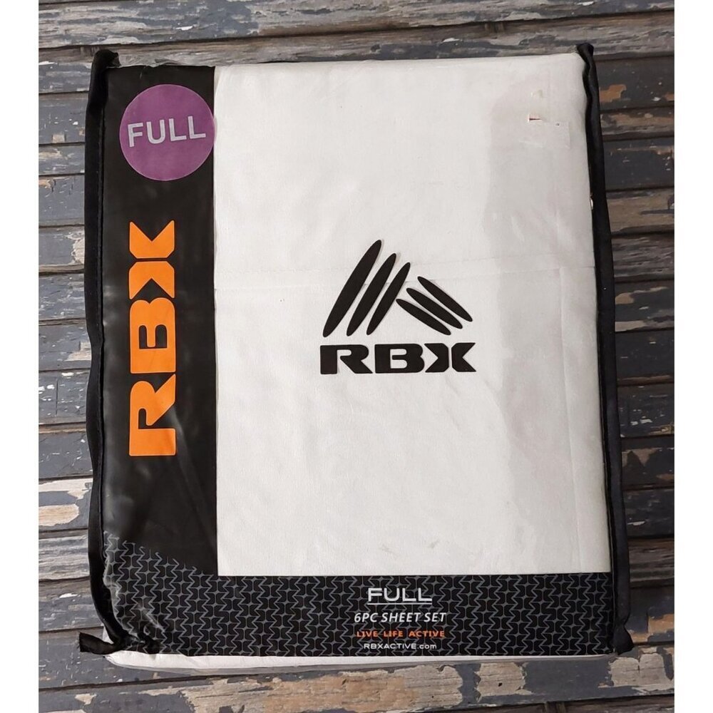 RBX Brand NEW Full Sheet Set in White 6 Piece Flat, Fitted, 4 Pillowcases